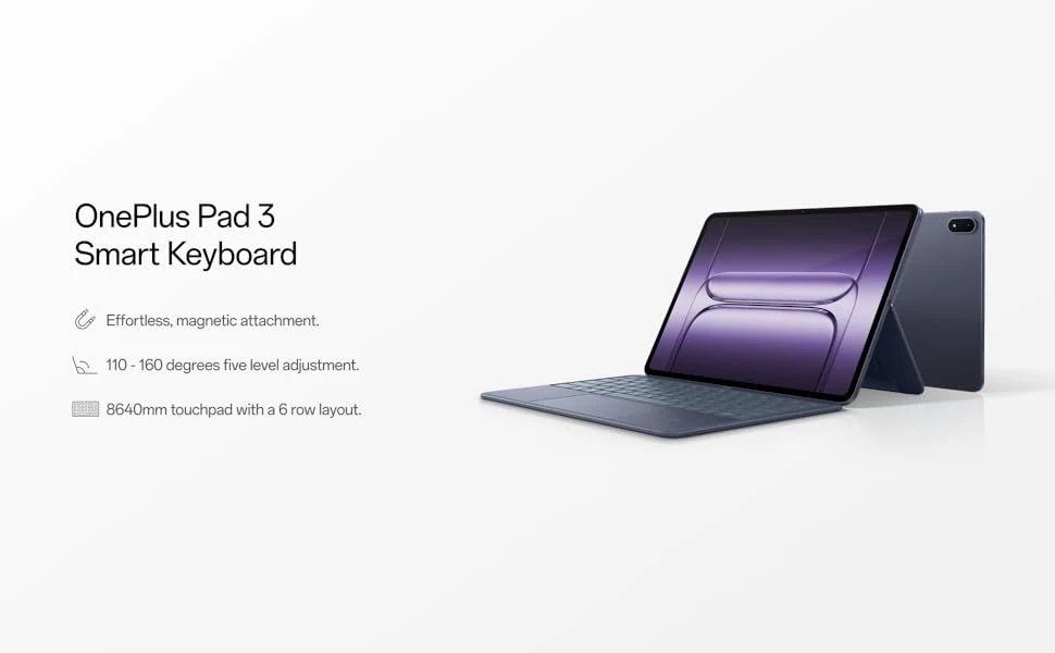 OnePlus Pad 3 Smart Keyboard with Touchpad, Gemini AI Key, NFC Connectivity, Magnetic Stand, and Pogo Pin Charging