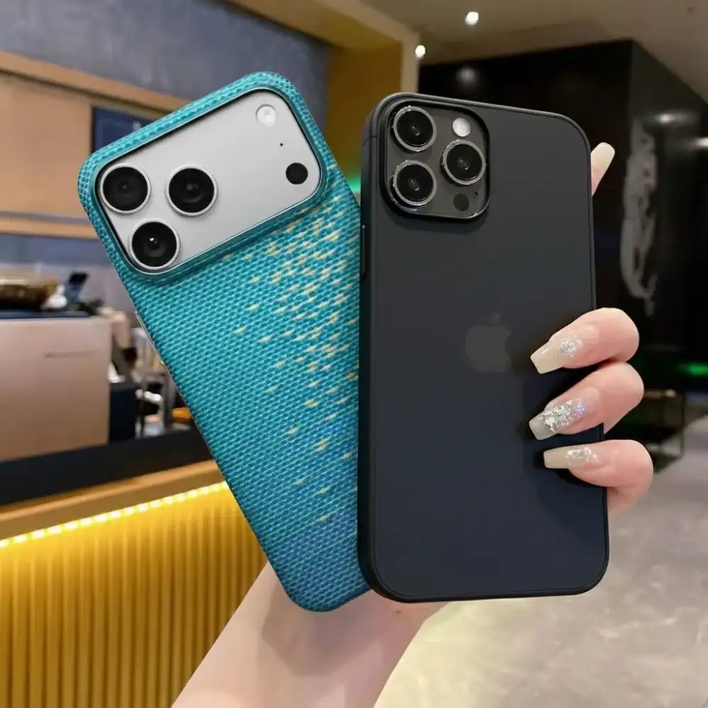 A sleek studio shot of the Pitaka Ultra Slim Lucid Blue Case on an iPhone 17