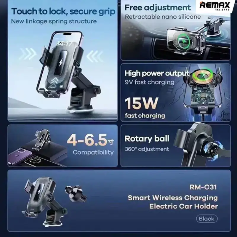 Auto-clamp phone mount for safe hands-free driving