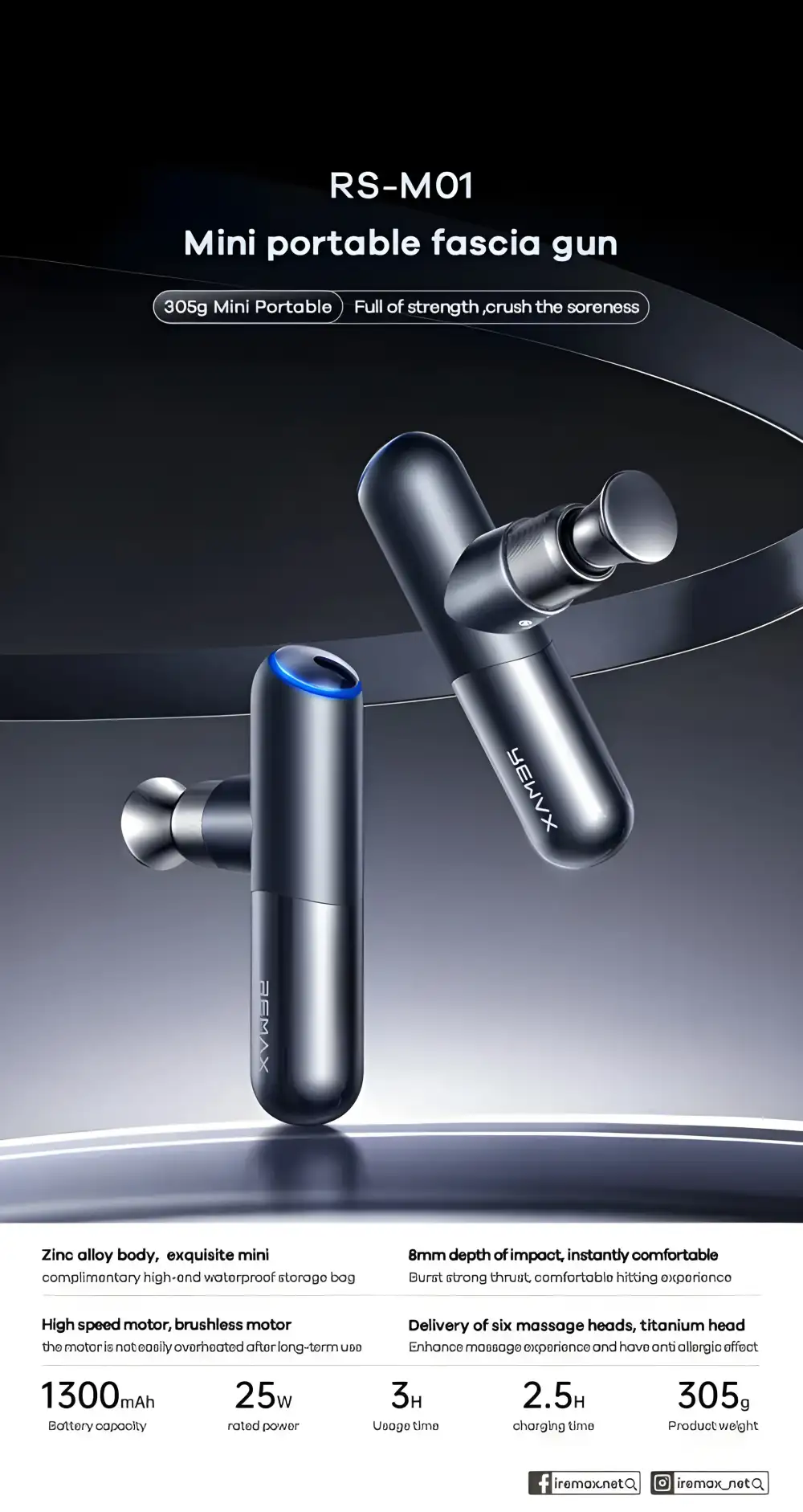 Remax RS-M01 portable massage gun for muscle relief