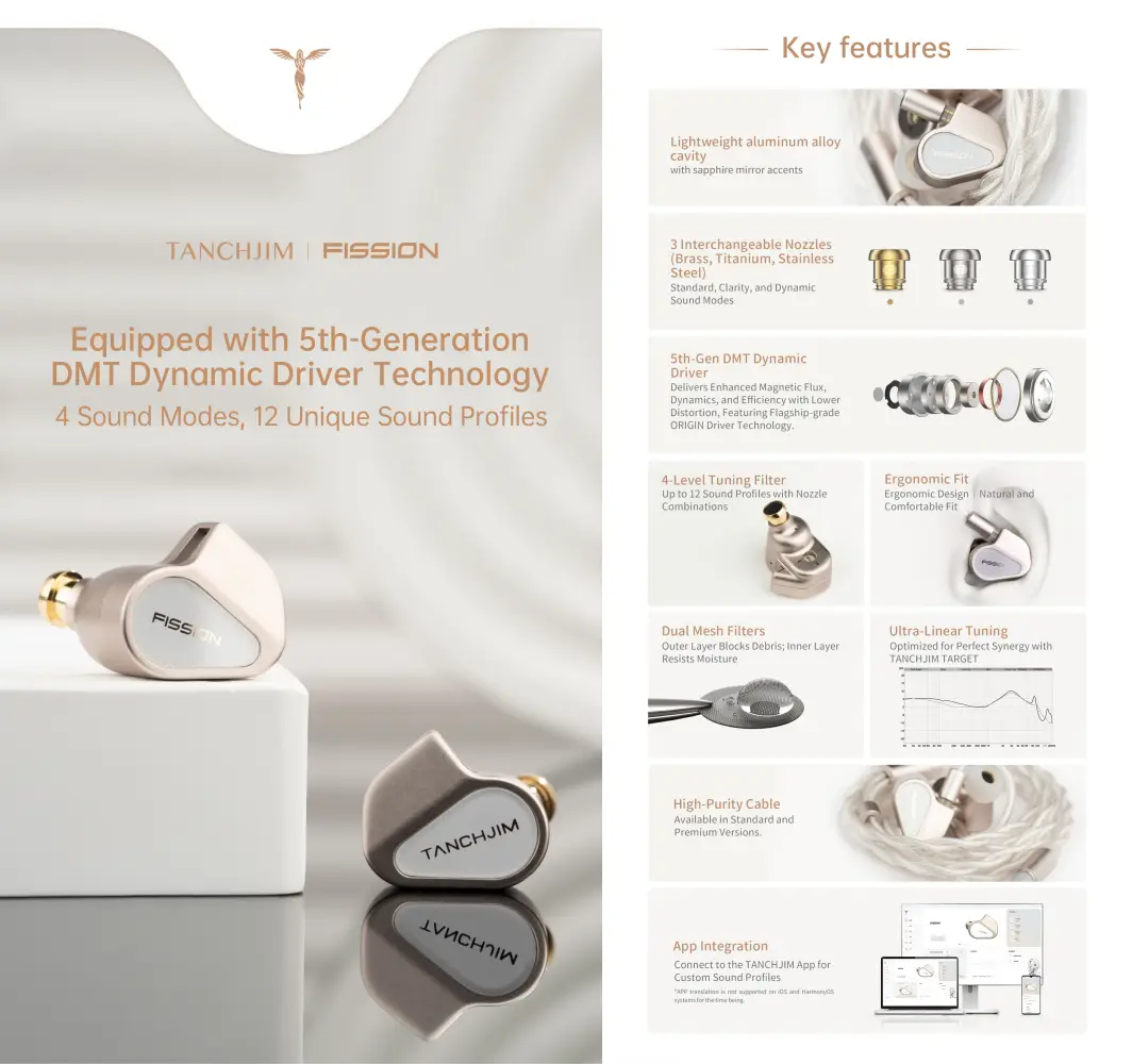 TANCHJIM Fission 5th Generation DMT Dynamic Driver IEMs