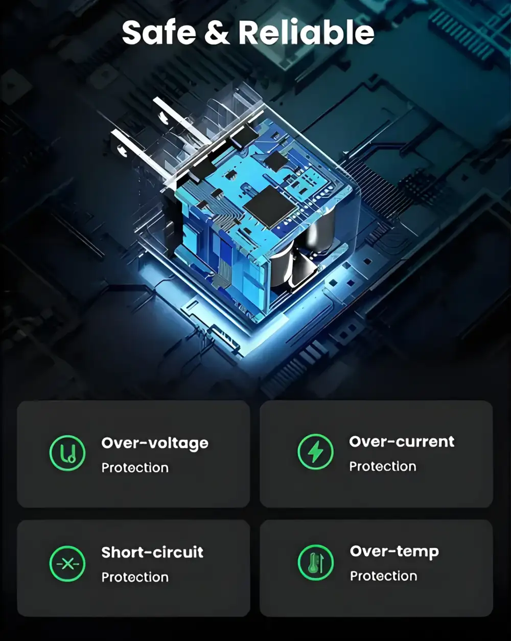 . Compact PD adapter delivering safe, stable charging