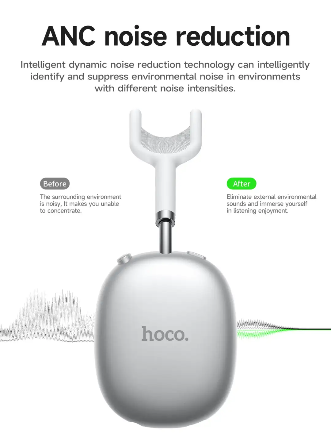 Extra long battery wireless headphone by Hoco brand