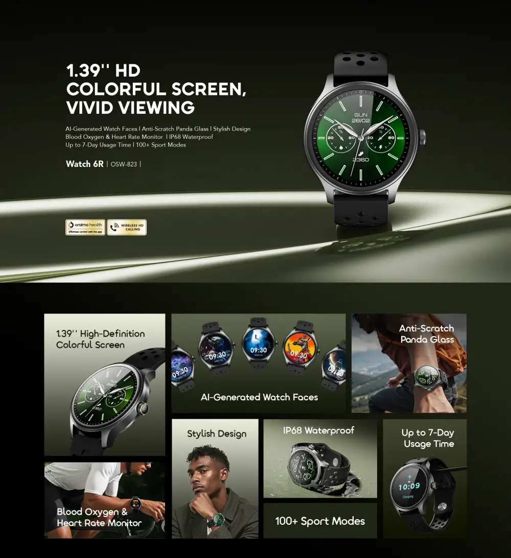 Oraimo Watch 6R calling smartwatch with vibrant display