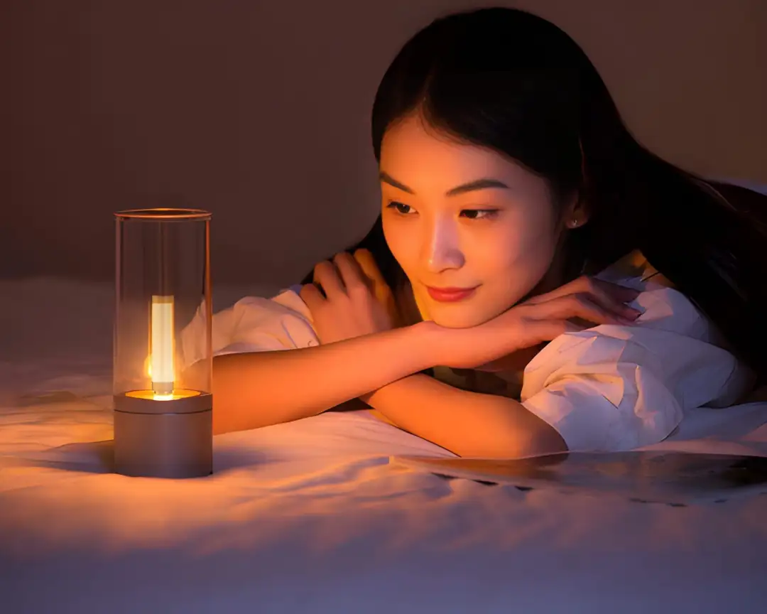 Premium Yeelight lamp creating warm ambient lighting
