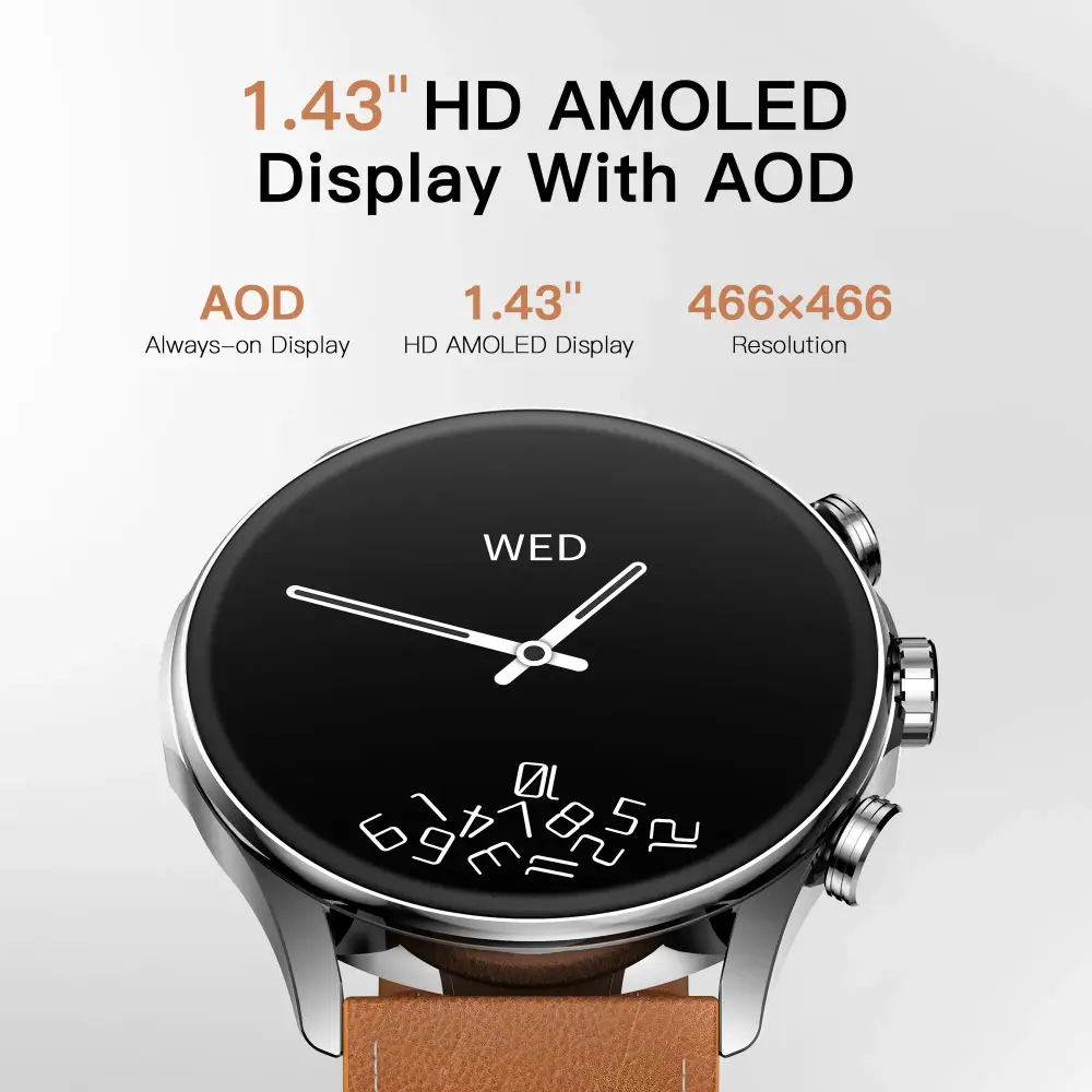 Kieslect Balancer Smartwatch 1.43 inch HD AMOLED Display with Always On Display 466x466 Resolution