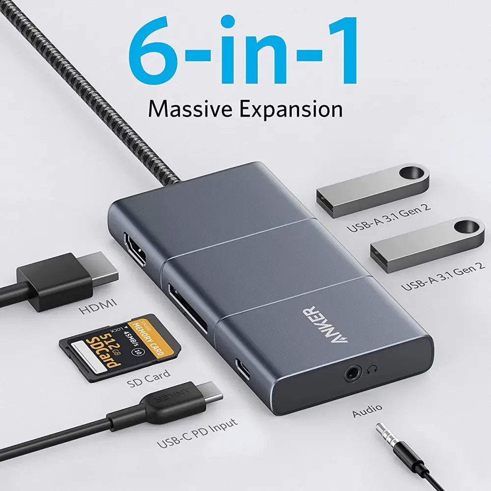 Anker PowerExpand 6-in-1 USB-C Hub with 4K HDMI A8366