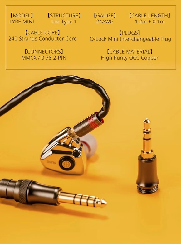 DUNU Lyre Mini 240 Strand OCC Copper IEM Cable 1