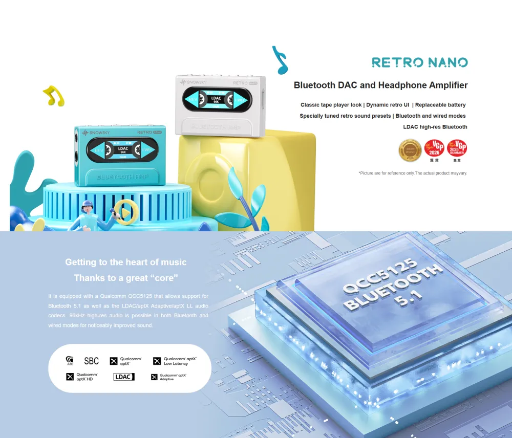 FiiO RETRO NANO Bluetooth DAC & Headphone Amplifier with QCC5125 Bluetooth 5.1 Chip