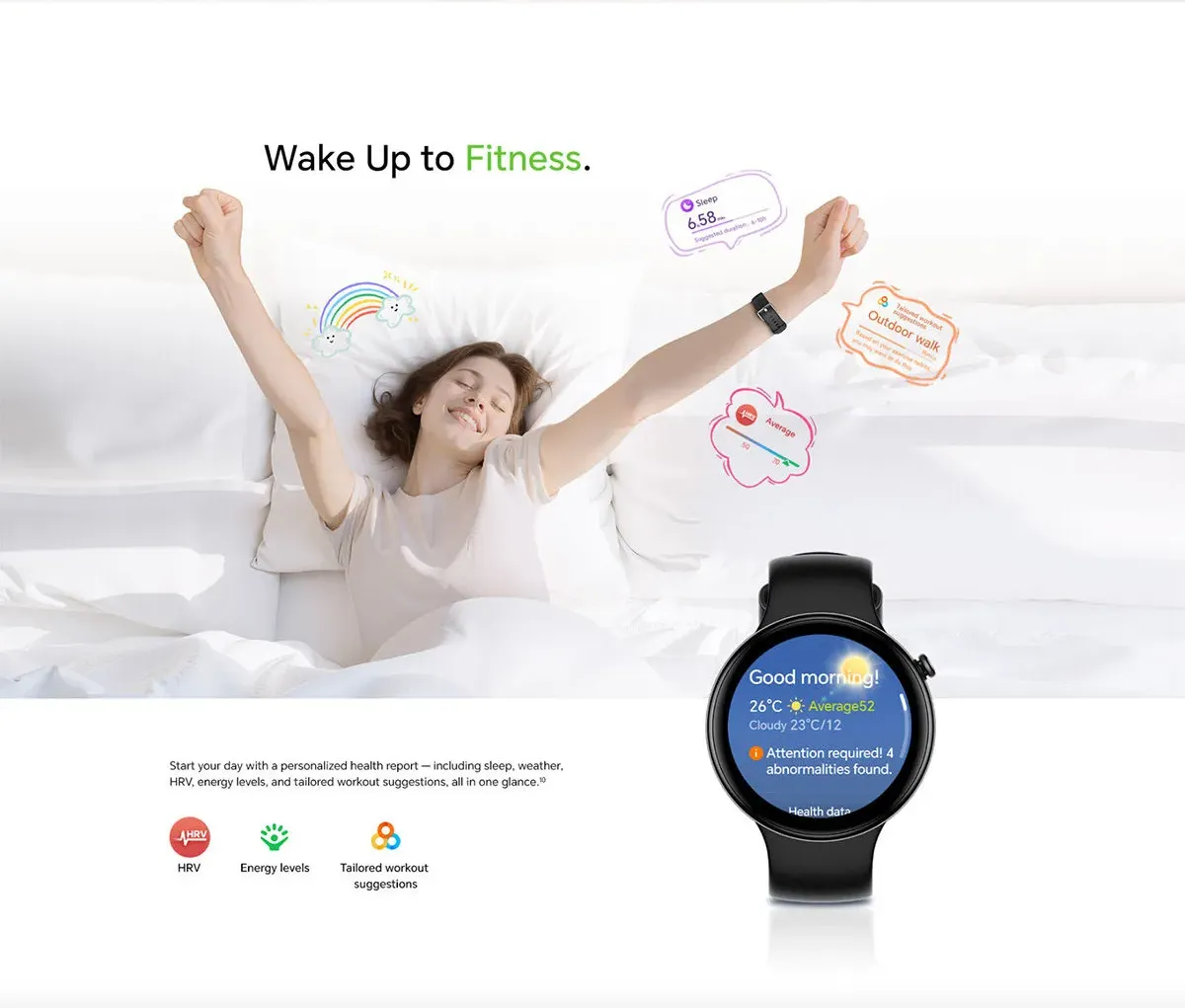Honor Watch Fit Active morning health report with sleep tracking and fitness insights