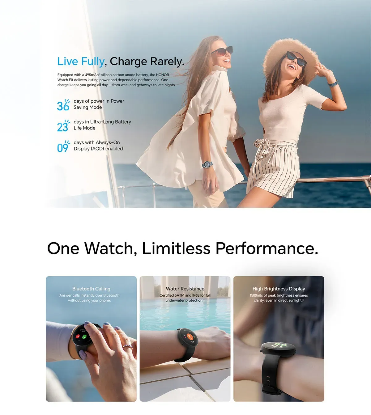 Honor Watch Fit Active 23 days battery life with AMOLED display and Bluetooth calling