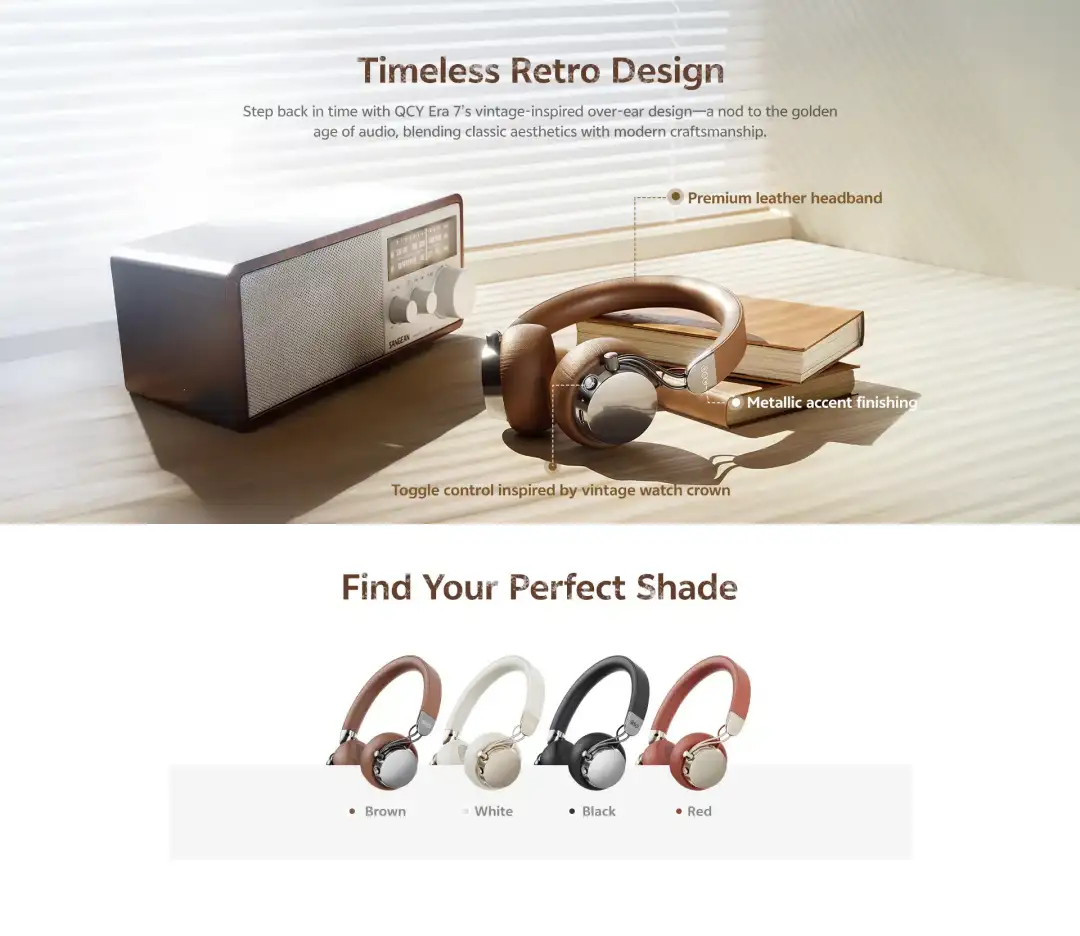 QCY Era 7 40mm titanium driver bluetooth headphones onboard control buttons wireless headphone Bangladesh