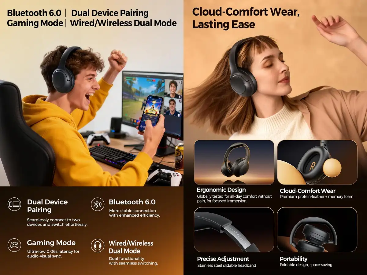 SOUNDPEATS Cove Pro foldable Bluetooth headphones Bangladesh