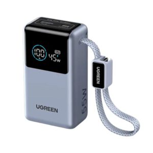 UGREEN PB727 Nexode 55W 10000mAh power bank front design built in cable fast charging