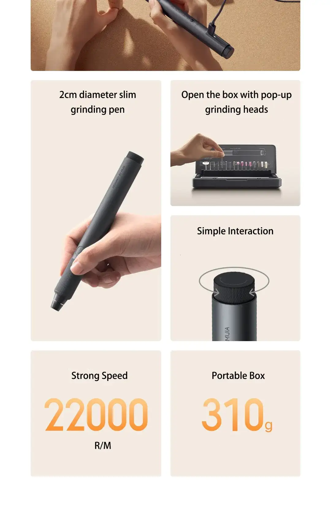 Cordless Xiaomi Mijia electric grinding pen for DIY crafting