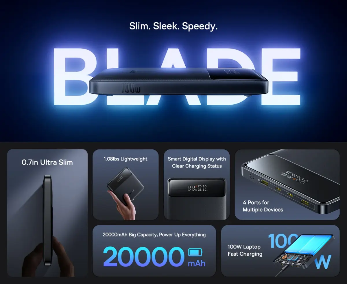 Baseus Blade H1 Lite charging laptop and smartphone simultaneously