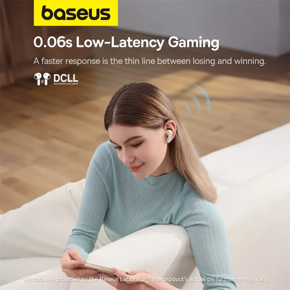 Baseus Bowie E12 TWS Bluetooth Earbuds Baseus Bowie E12 earbuds low latency gaming mode 0.06s wireless audio performance