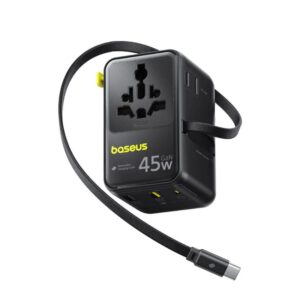 Baseus PicoGo AG11 45W GaN travel adapter main design with retractable cable