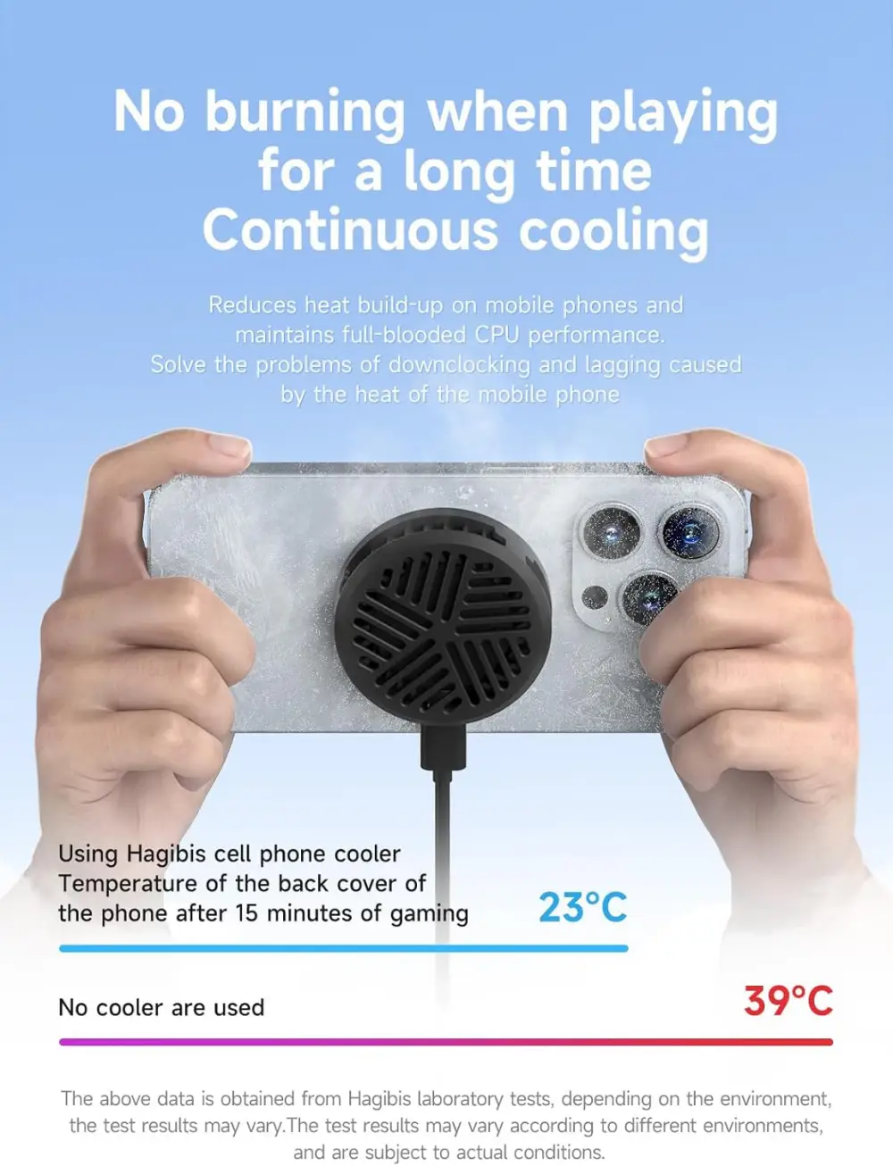 Hagibis phone cooling fan used for smartphone heat control during gaming