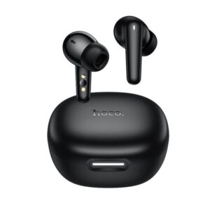 Hoco EQ100 AI translation earbuds with phone stand charging case front view