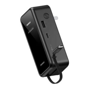 Momax 1-Pac⁺ 10000mAh 3-in-1 hybrid GaN battery pack with built-in retractable cable front view