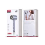 XO CF2 1600W hair dryer box packaging front and back view bright blue EU plug product details