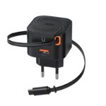 XO L165 20W fast charger main design with retractable charging cable