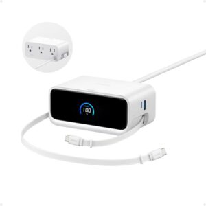 Anker Nano 100W 6 in 1 desktop charger main design with retractable USB-C cable
