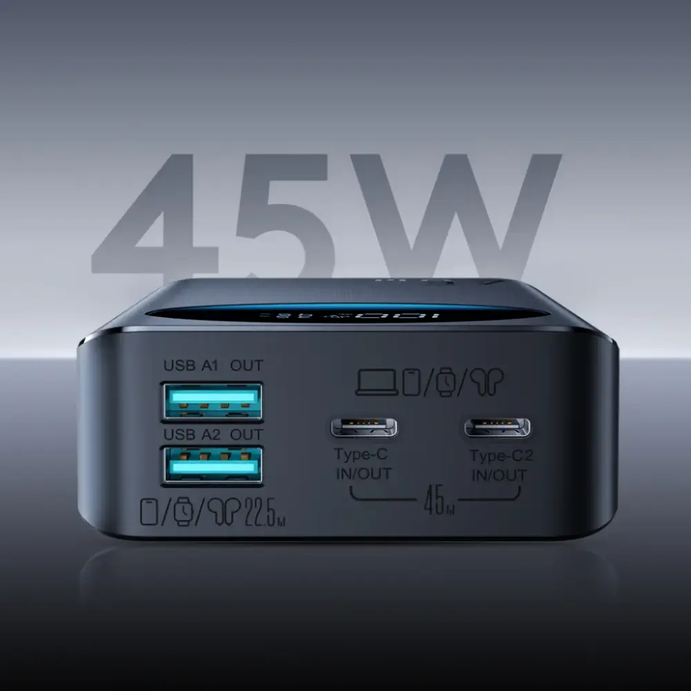 Joyroom JR-PBF02 Pro 20000mAh 45W power bank with dual USB-A and dual USB-C ports fast charging output
