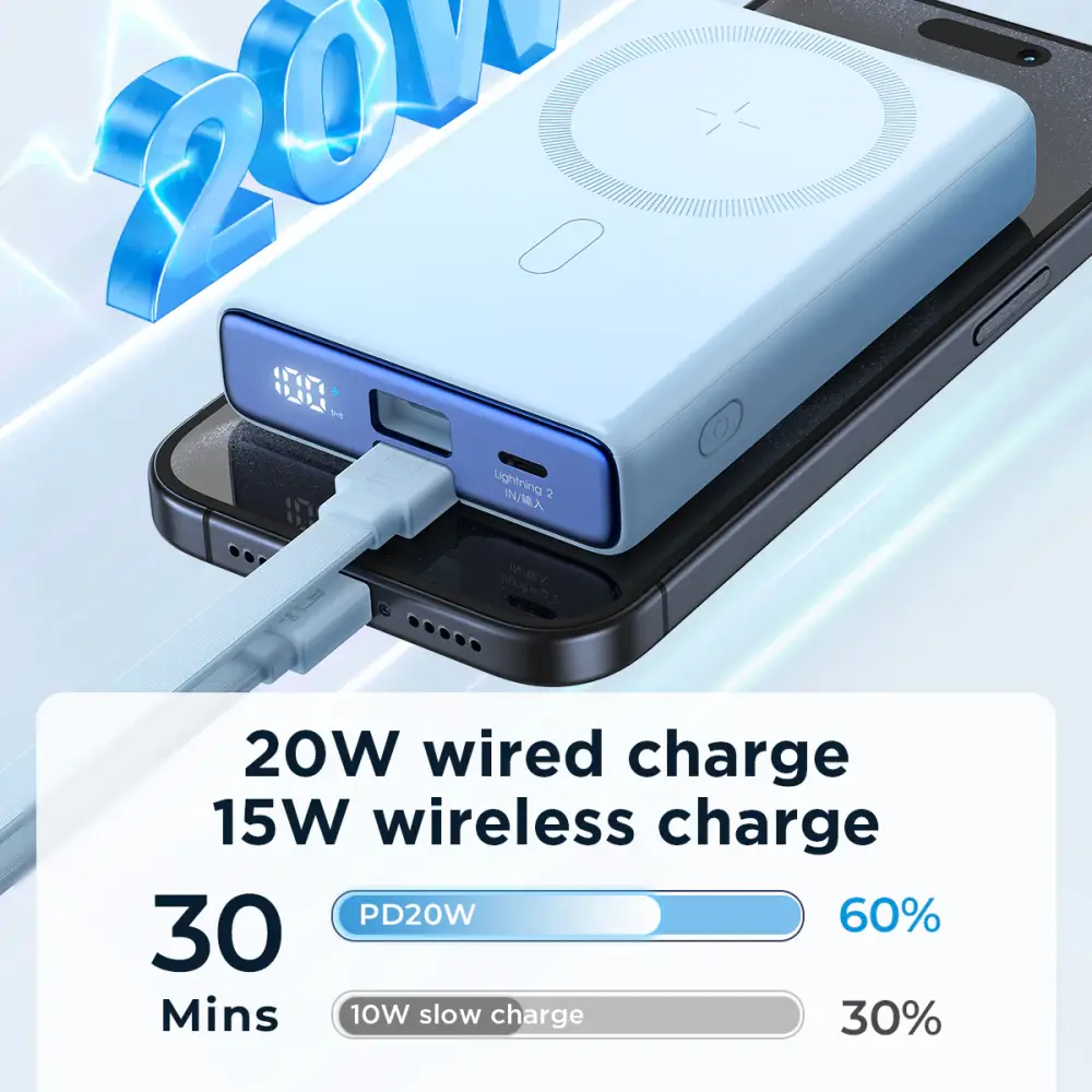 Joyroom JR-PBM01 10000mAh 20W PD Magnetic Wireless Power Bank Joyroom JR-PBM01 10000mAh magnetic wireless power bank 20W PD fast charging with 15W wireless support