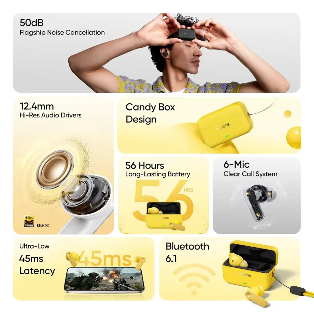 realme T500 Pro wireless earbuds comfortable fit design