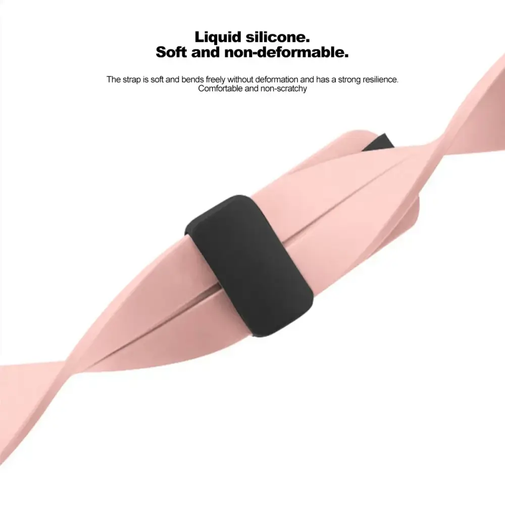 Soft liquid silicone 22mm magnetic buckle smartwatch strap in pink with flexible non-deformable design