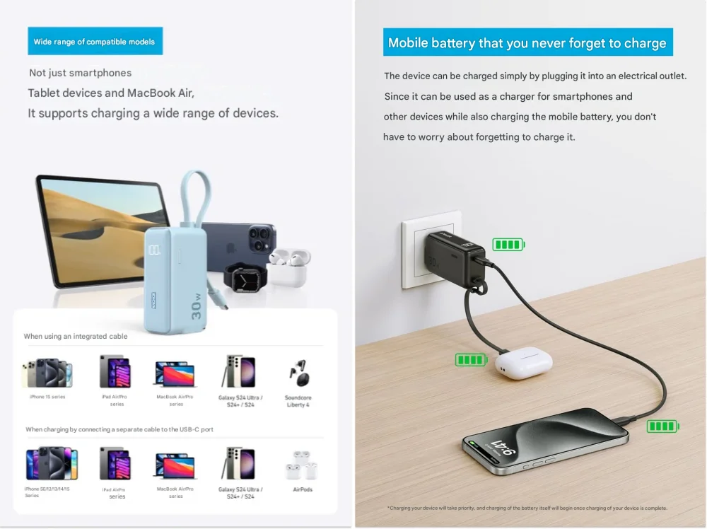 anker a1636 5000mah 30w fusion power bank built in usb c cable bangladesh