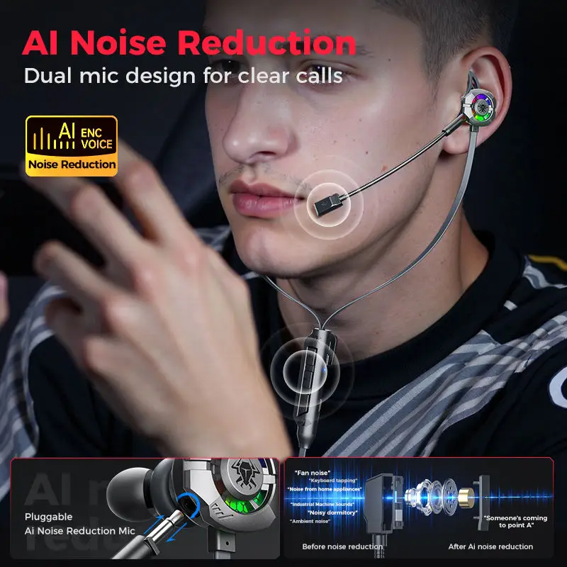 PLEXTONE M762 Ultra 7.1CH RGB Gaming Earphones with AI Noise Reduction