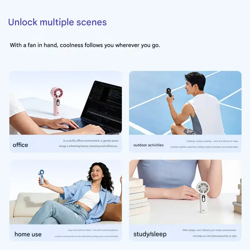 Xiaomi AISOLOVE F05 portable handheld mini fan for office, outdoor activities, home use, and study or sleep cooling
