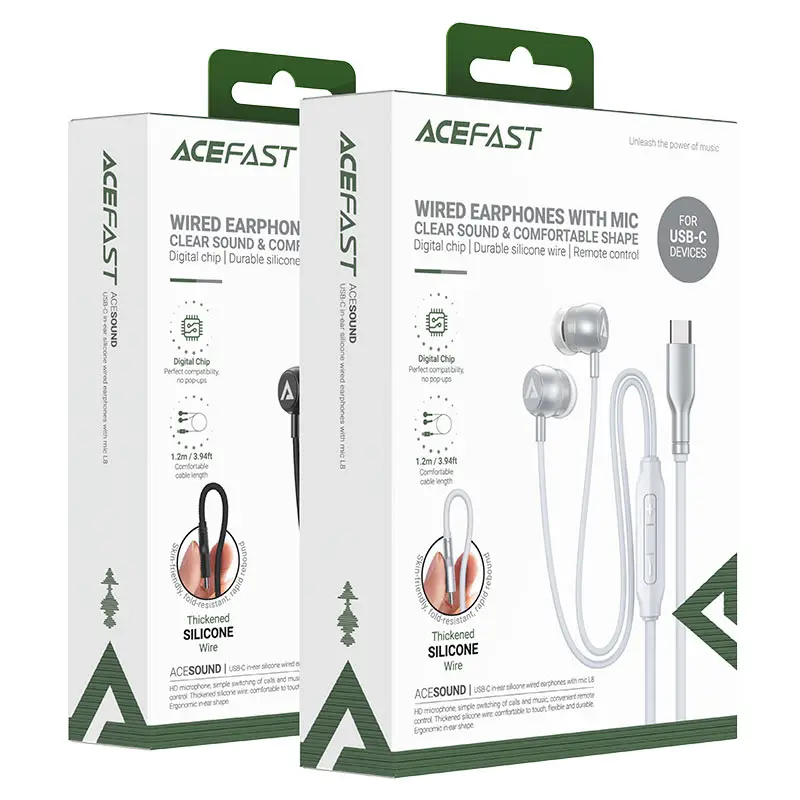 acefast l8 usb c wired earphones with mic packaging