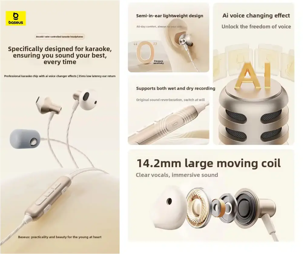 Baseus Encok K1 Earphones Design