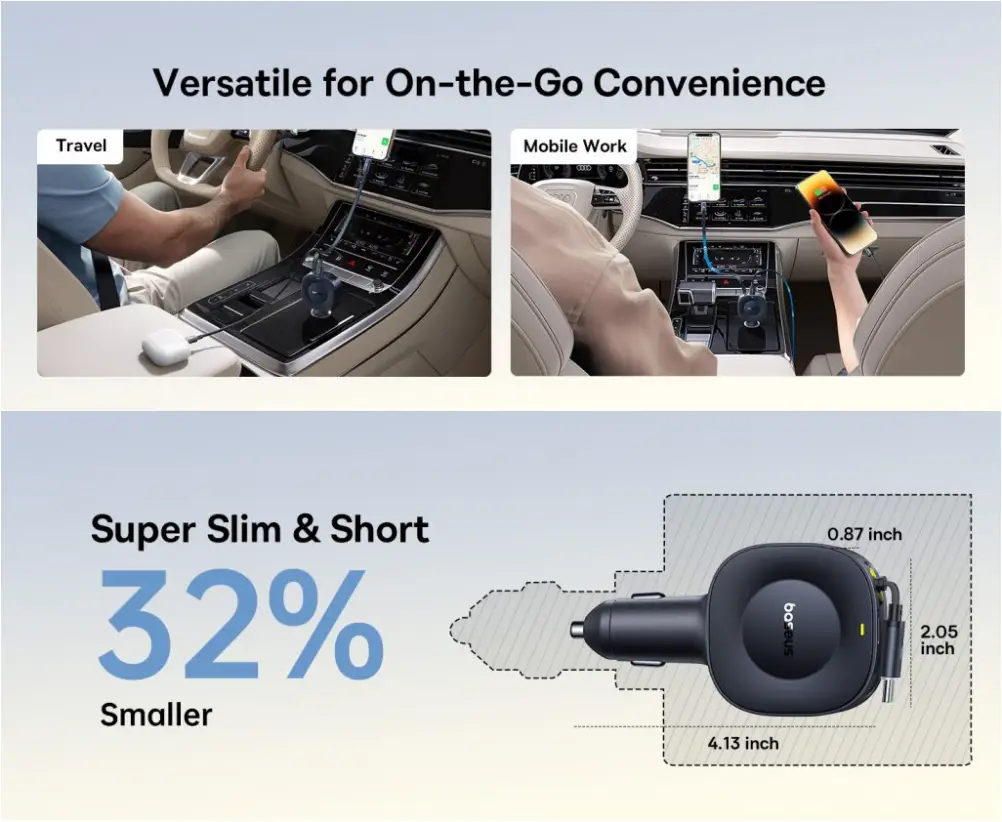 Baseus retractable cable car charger