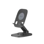 Black Havit ST7164 Mobile Stand showing its adjustable height and foldable desktop design