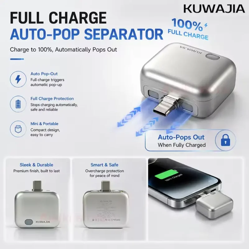 Kuwajia KH-51 Full Charge Auto-Pop Separator with automatic USB-C charge cutoff and 140W fast charging support