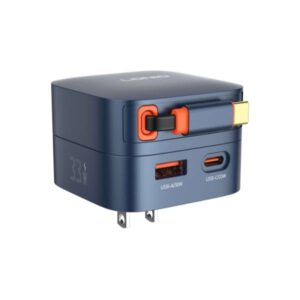 LDNIO Q9 33W PD Fast Charger with Retractable USB-C Cable Blue Color