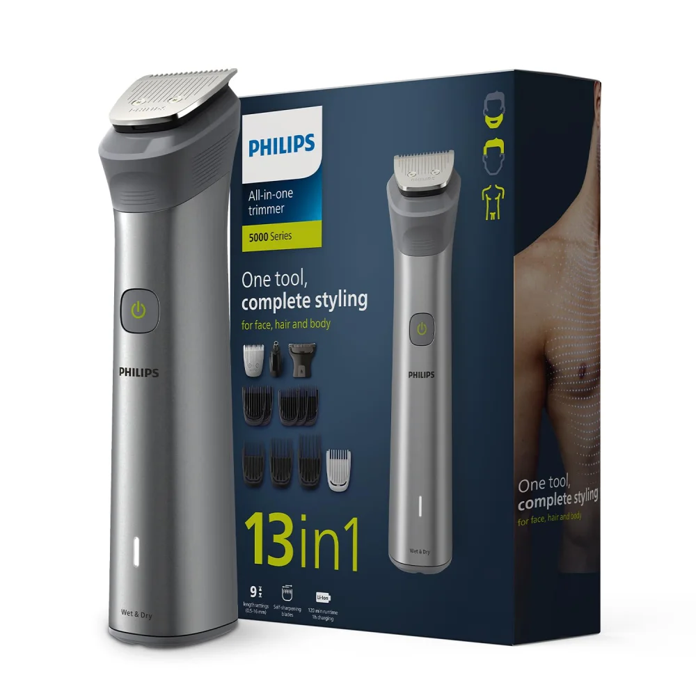 Philips MG5930/65 Series 5000 13-in-1 All-in-One Trimmer for Men with grooming attachments and retail box
