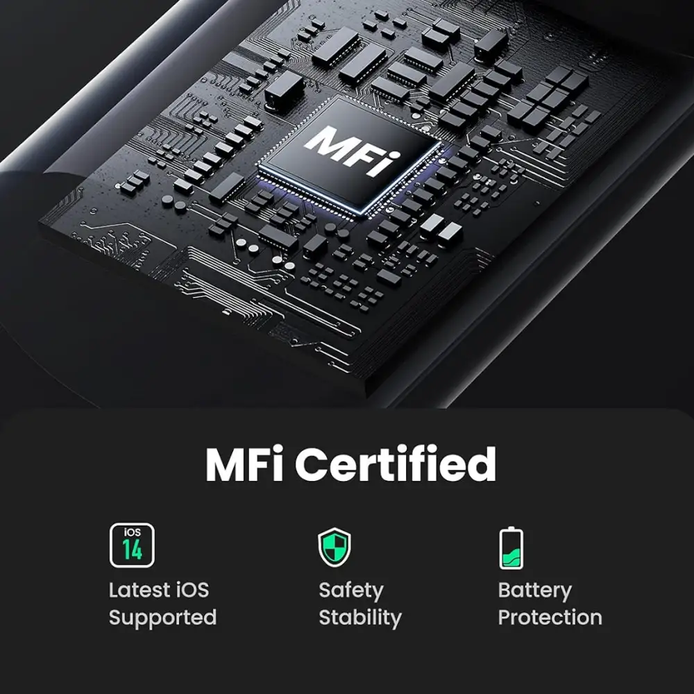 UGREEN US171 MFi Certified Chip MFi certified chip inside UGREEN US171 USB-C to Lightning cable ensuring safe charging, iOS compatibility and battery protection