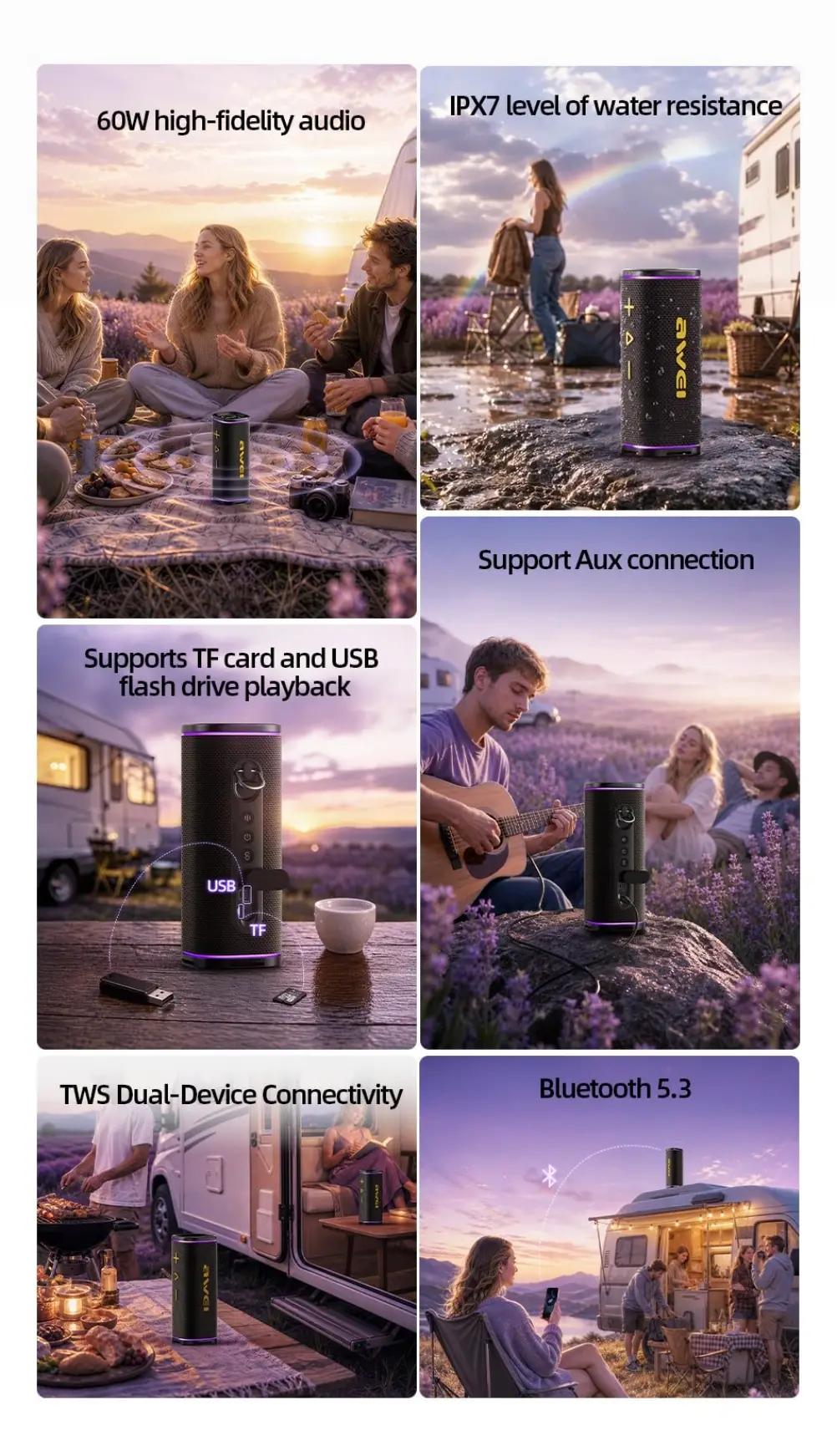 AWEI KA86 60W high-power outdoor Bluetooth speaker