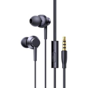 Baseus Encok HZ11 3.5mm Wired Earphone in Black with in-line microphone, single-button remote, and 3.5mm AUX connector