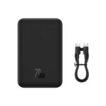 Baseus PPCXM20 20000mAh 20W Magnetic Mini Wireless Power Bank with USB-C to USB-C charging cable included in the package.