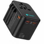 COTECi 88005 65W GaN Universal Travel Charger Adapter with Dual USB-C + USB-A
