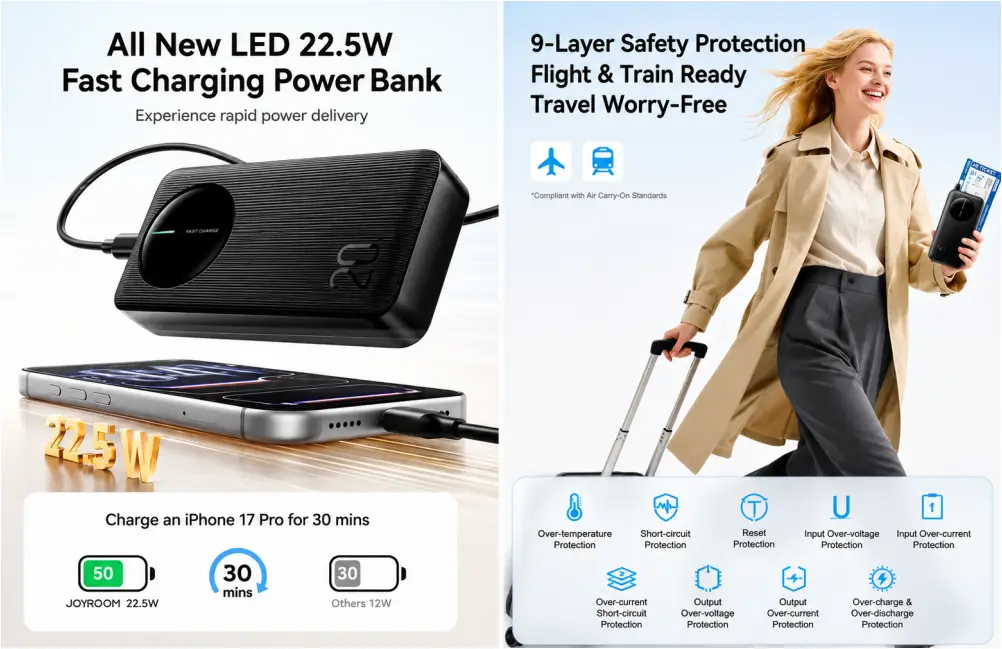 Joyroom JR-PBF14 Pro 20000mAh 22.5W Power Bank with Digital Display Joyroom 22.5W Digital Display Power Bank