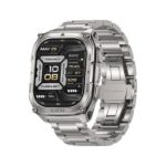 Kospet Tank M4 Special Edition Smart Watch with silver stainless steel strap and 1.96-inch AMOLED display