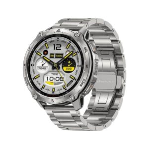 Kospet Tank T4 GPS Special Edition Smart Watch with silver stainless steel strap and AMOLED display